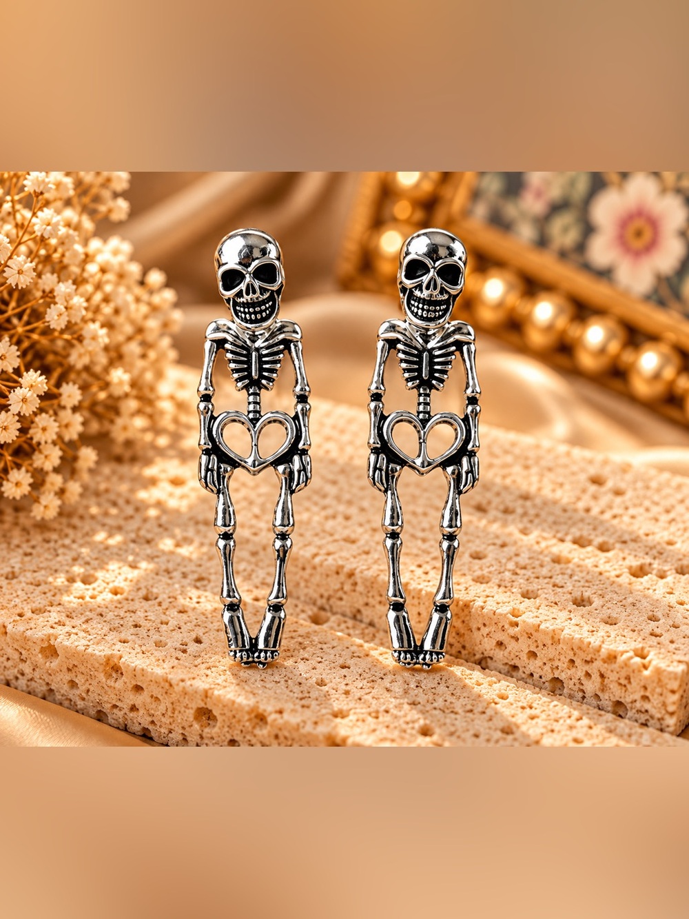 Skeleton Drop Earrings Gothic Halloween Jewelry